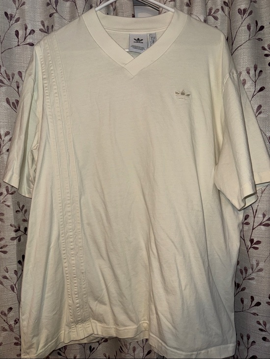 adidas Other - adidas Men’s Loose Fot Cream V-Neck Tee with Subtle Trefoil Embroidery